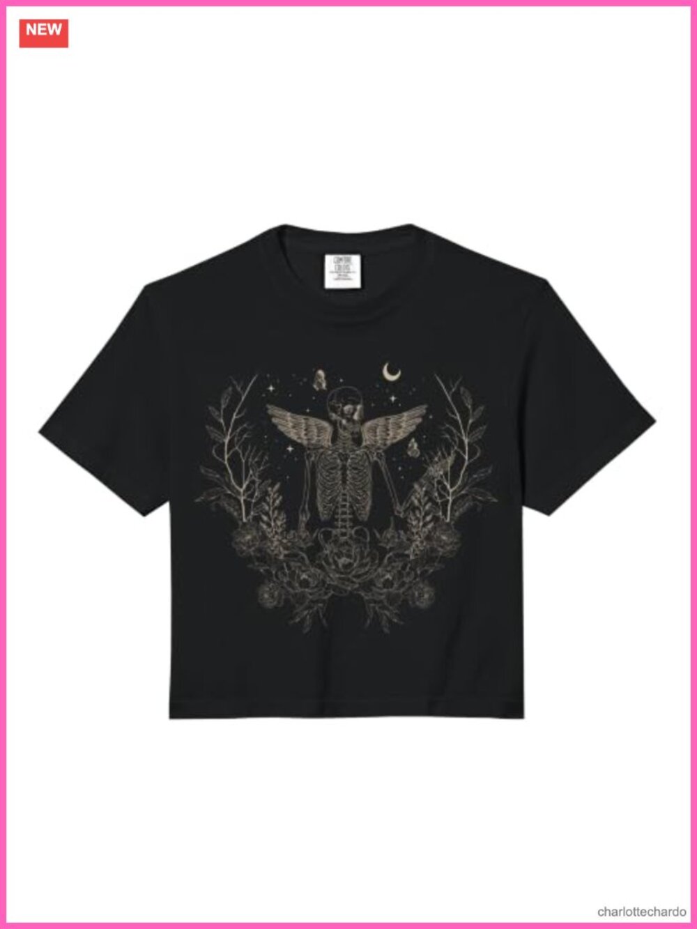 Fairycore Skeleton Goth Crop Top Boxy Fit Cotton Tee